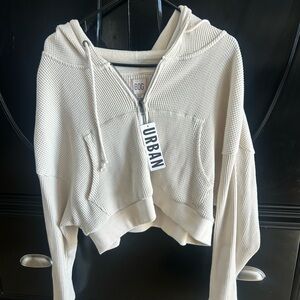 Urban Outfitters Cream Women's Cropped Hoodie
